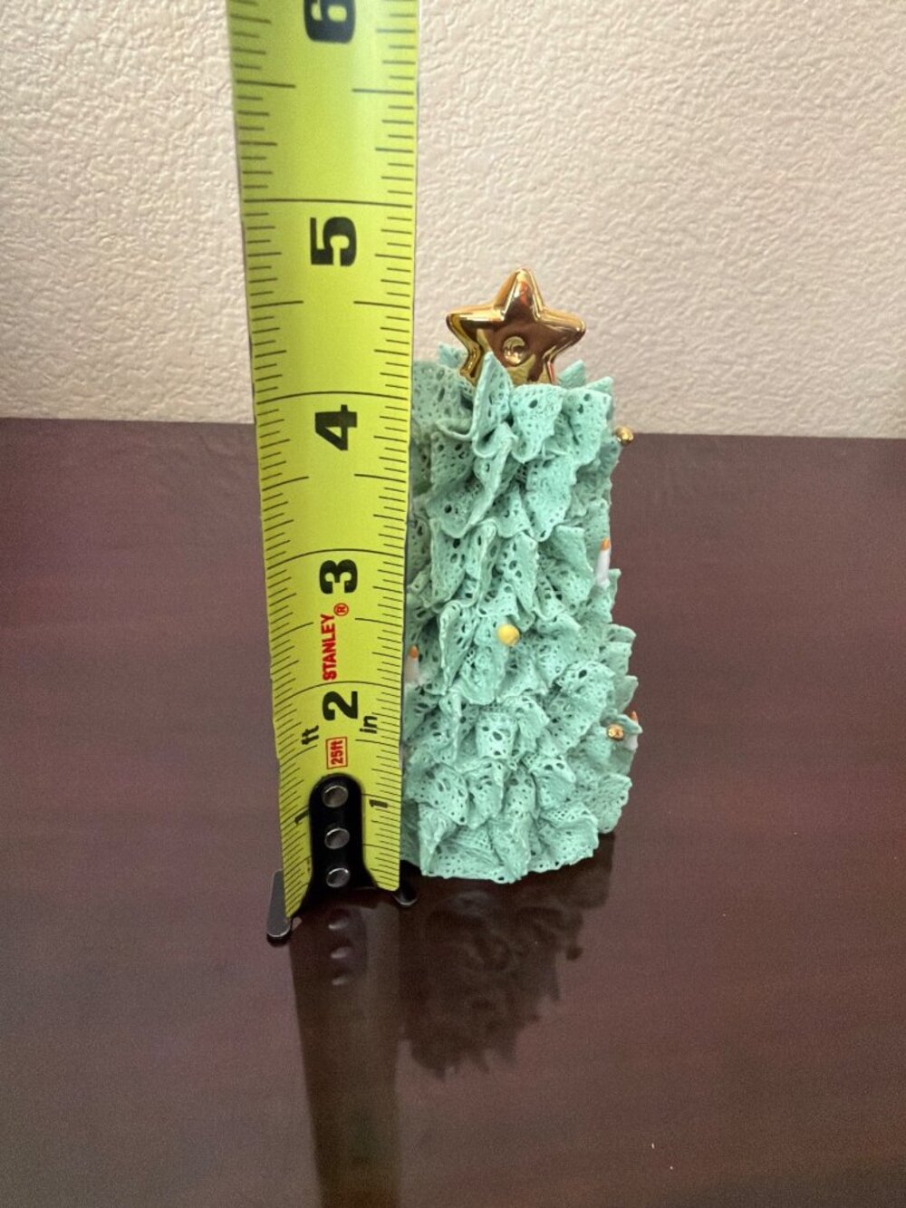 Vintage Irish Dresden Green Porcelain Lace Christmas Tree Bell MV Ireland 4.5"H - Picture 5 of 10
